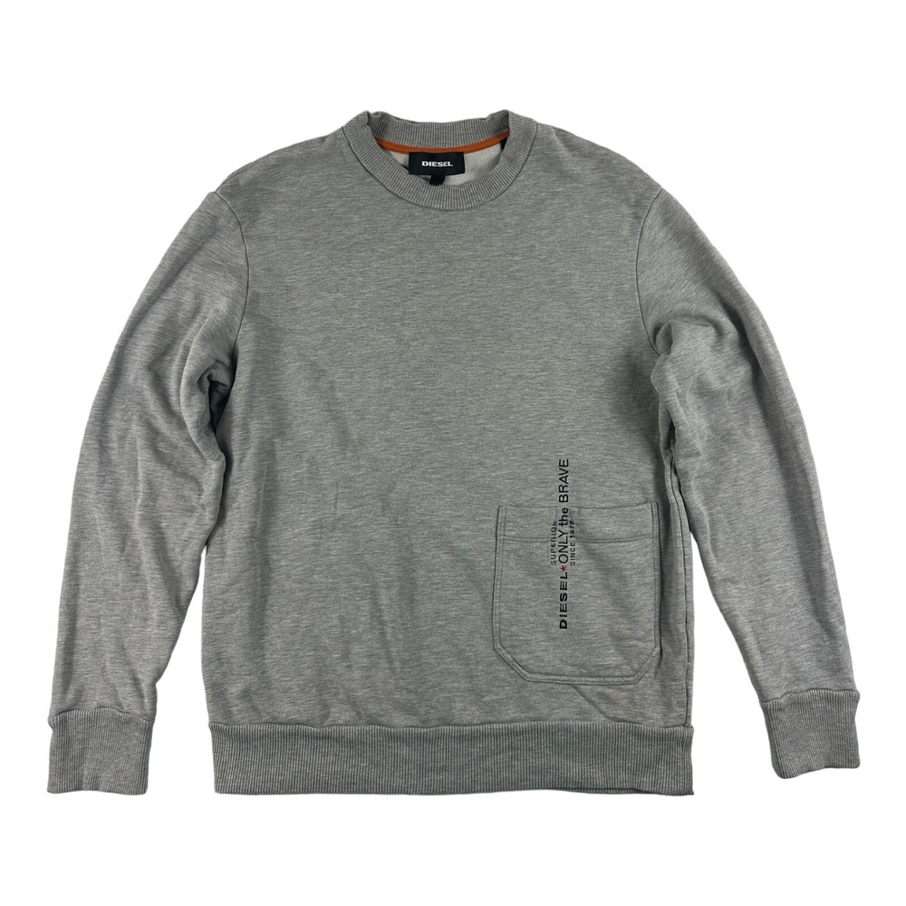 Diesel Mens Gray Cotton Embroidered Crewneck Sweatshirt Only The Brave Small